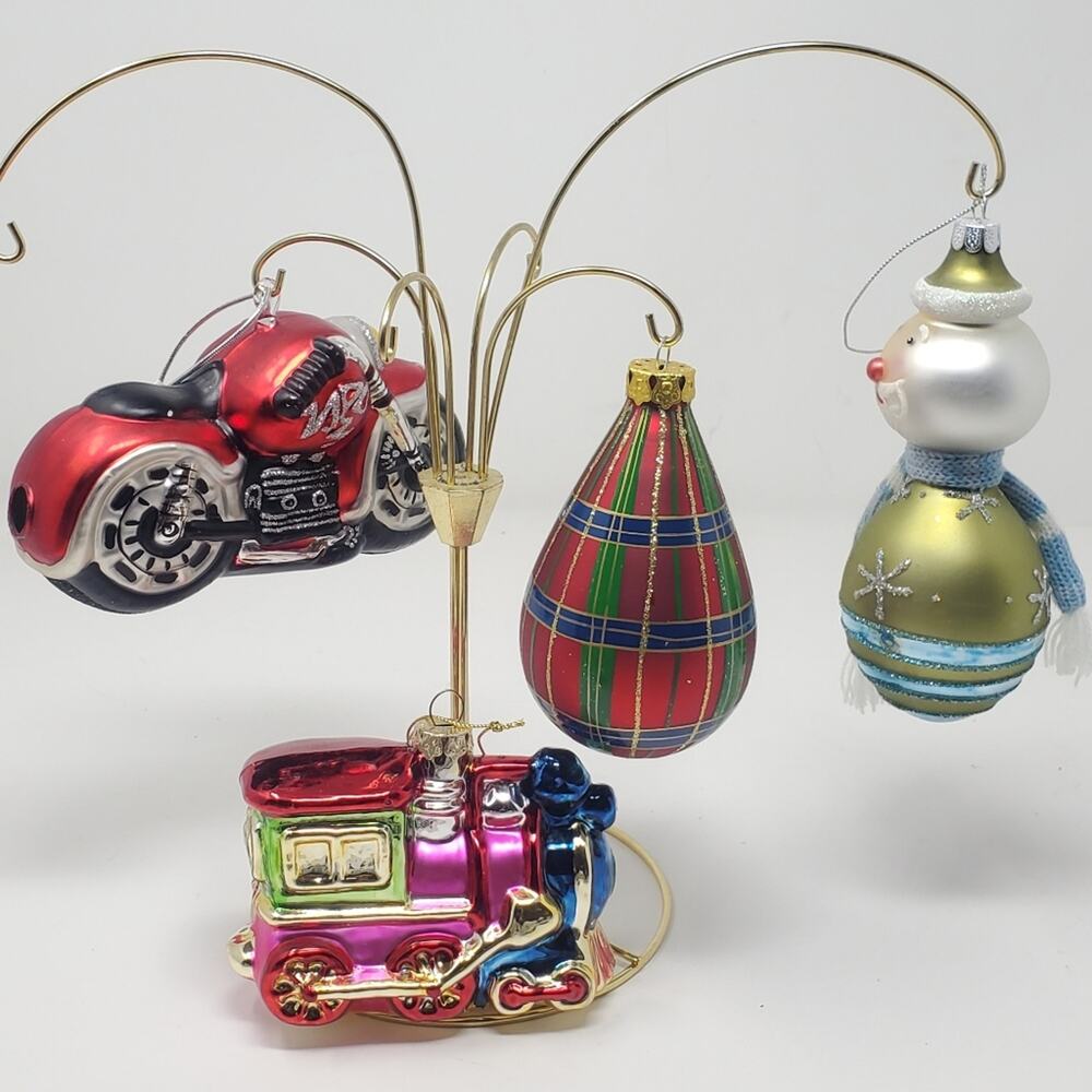 Lot of blown glass Christmas Ornaments of Different styles and shapes Lot of 4